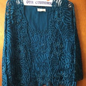 Teal - 3 piece evening wear set